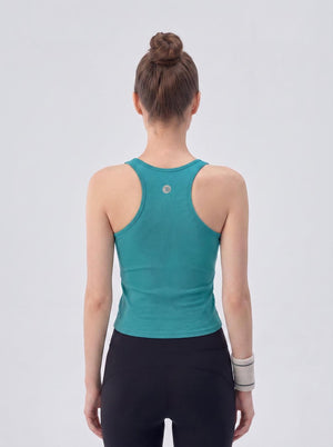 #lakeblue rear of Women’s U‑Neck Workout Tank Top