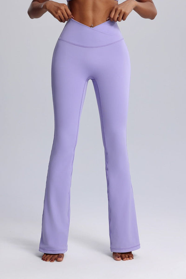 lavender High Waist crisscross flared leggings