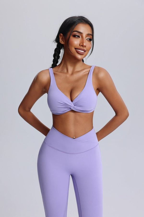 #lavender Twist Front Sports Bra