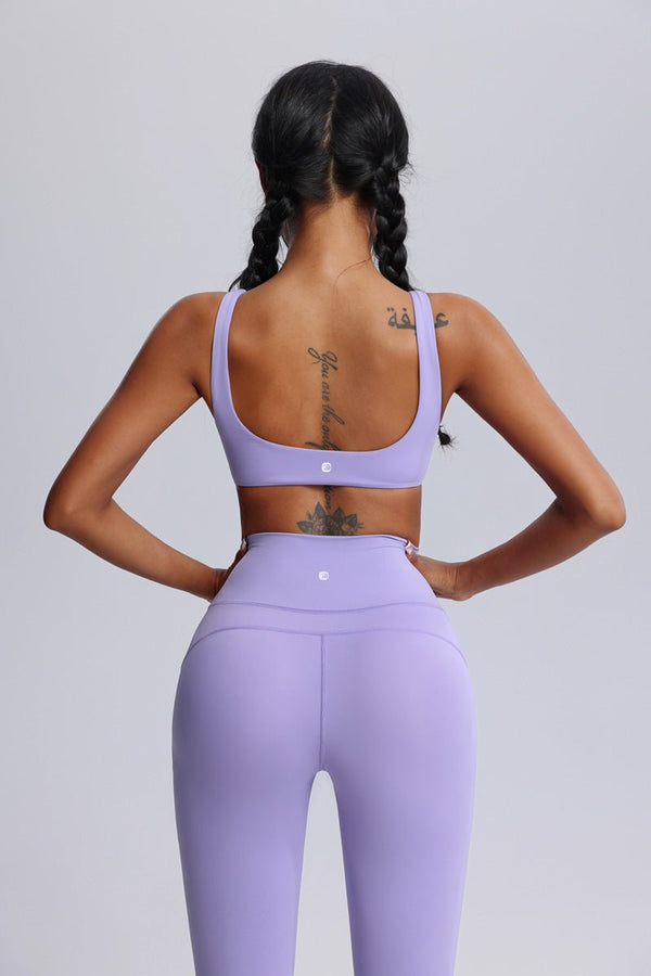 lavender Twist Front Sports Bra by Anniou