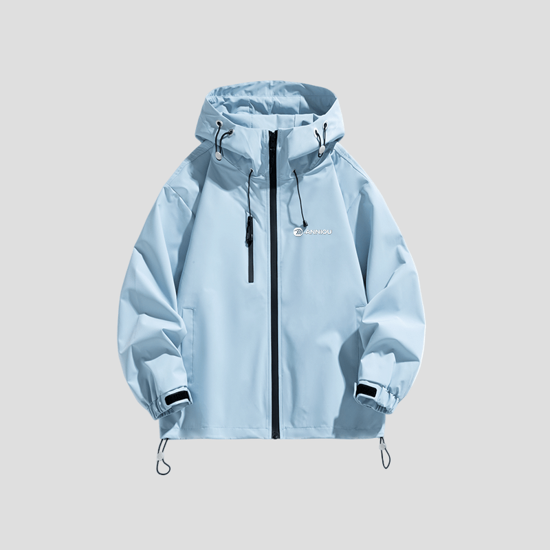 light blue Breathable Hooded Shell Jacket