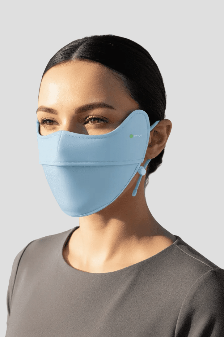 light blue UPF 100 lightweight face mask