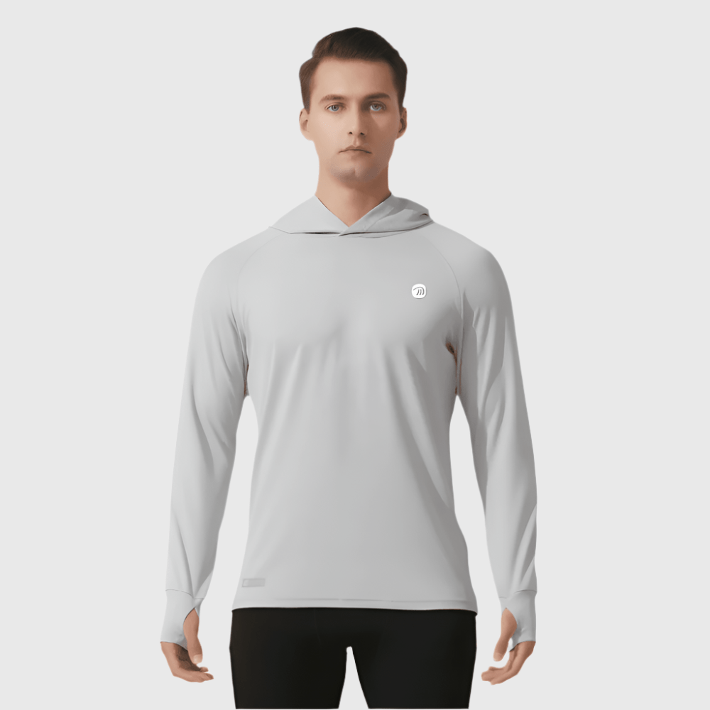 men's light gray Hooded UPF 100+ Sports Sweatshirt