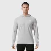 men's light gray Hooded UPF 100+ Sports Sweatshirt
