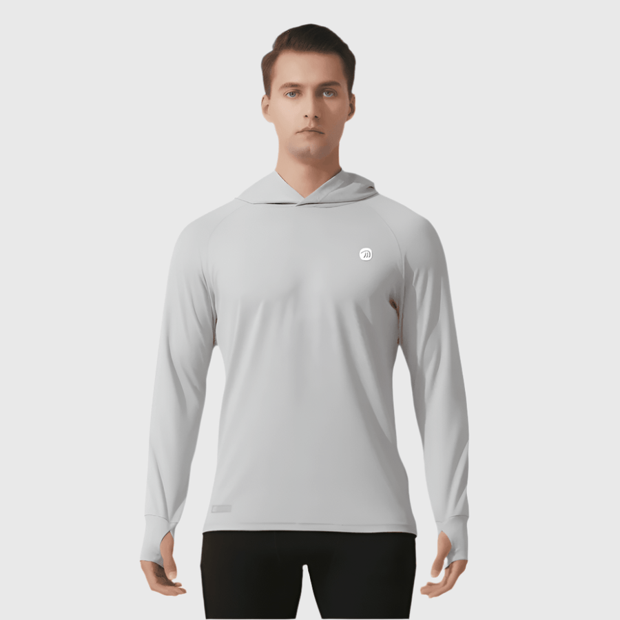 men's light gray Hooded UPF 100+ Sports Sweatshirt