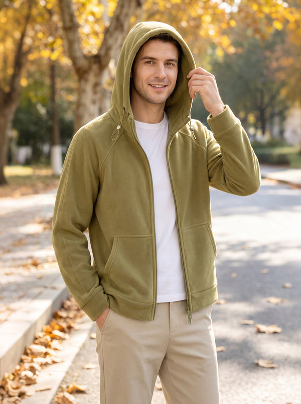 #lightgreen Mens Fleece Zip Up Hoodie