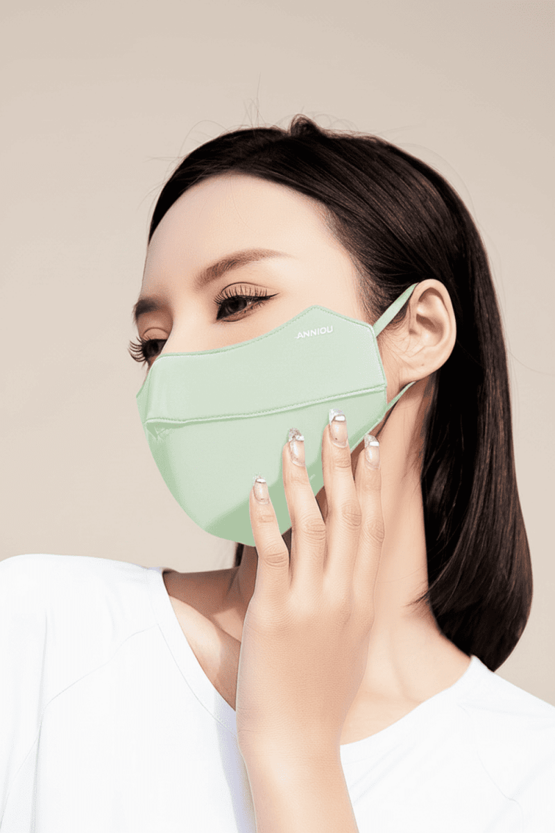 light green uv silk face mask upf 50+