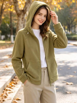 #lightgreen womens Fleece Zip Up Hoodie
