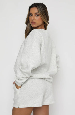 #lightgrey Crewneck Sweatshirt Shorts Set