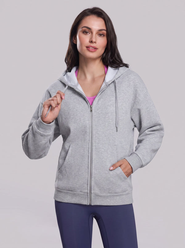 #lightgrey Fleece Lined Full Zip Hoodie