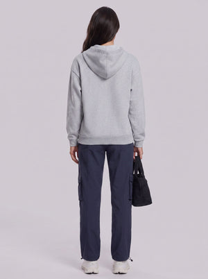 #lightgrey Fleece Lined Full Zip Hoodie of back view