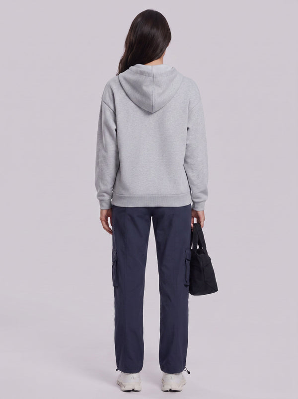 #lightgrey Fleece Lined Full Zip Hoodie of back view