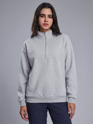#lightgrey Fleece Lined Mock Neck Pullover
