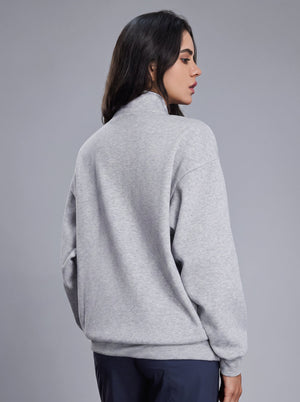 #lightgrey Fleece Lined Mock Neck Pullover of side view
