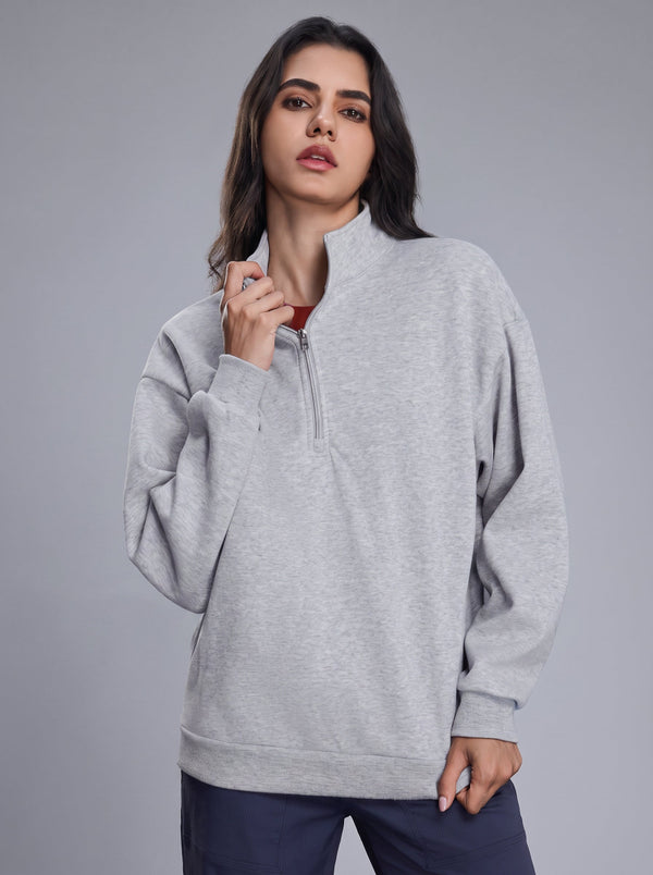 #lightgrey Fleece Lined Quarter Zip Pullover