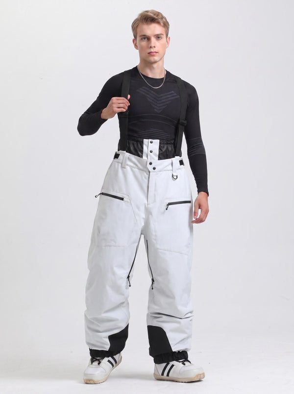 #lightgrey Men's Waterproof Snowboard Bib Pants
