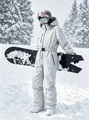 #lightgrey One‑Piece Waterproof Ski Jumpsuit