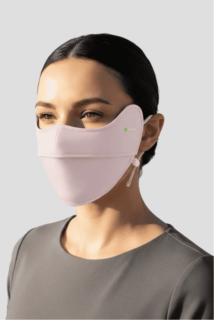light pink UPF 100 lightweight face mask