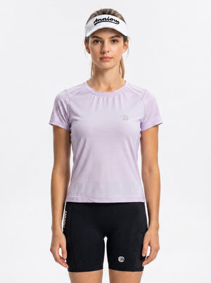 #lightpurple Women Short Sleeve Running Sports T‑Shirt