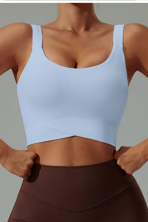 #lightblue High Strength Sports Bra and brown high waist leggings