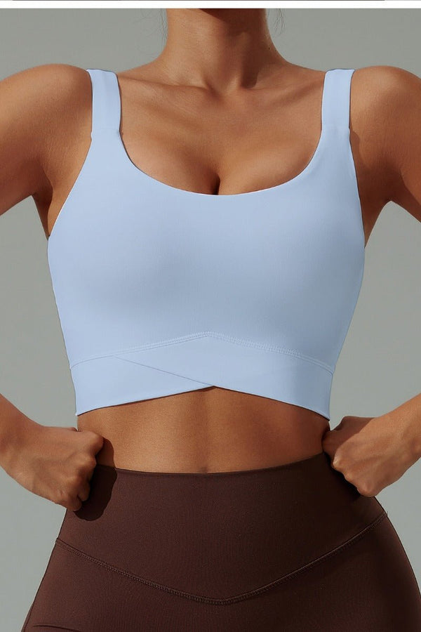 #lightblue High Strength Sports Bra and brown high waist leggings