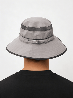 #lightgrey (adult) mens UPF50 Breathable Bucket Hat of back view 