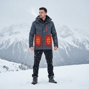 mens long waterproof heated trekking jacket