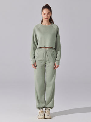 #matchagreen Cropped Drawstring Sweat Set