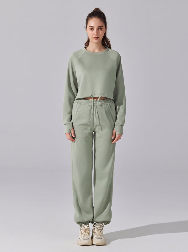 #matchagreen Cropped Drawstring Sweat Set