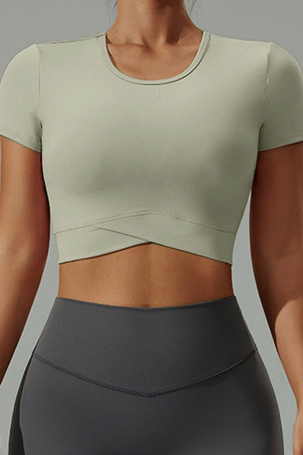 womens #matchagreen  crop top with Anniou logo 