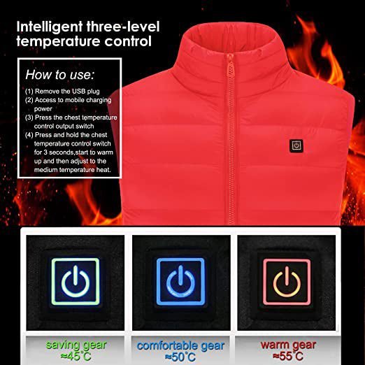Men and Women's Heated Duck Down Vest temp control by Anniou