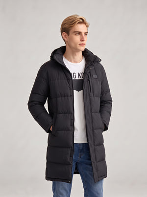 mens #Black Mid Length Heated Quilted Jacket