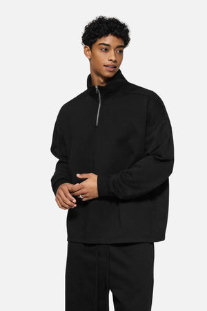 mens #black Quarter Zip Stand Collar Pullover