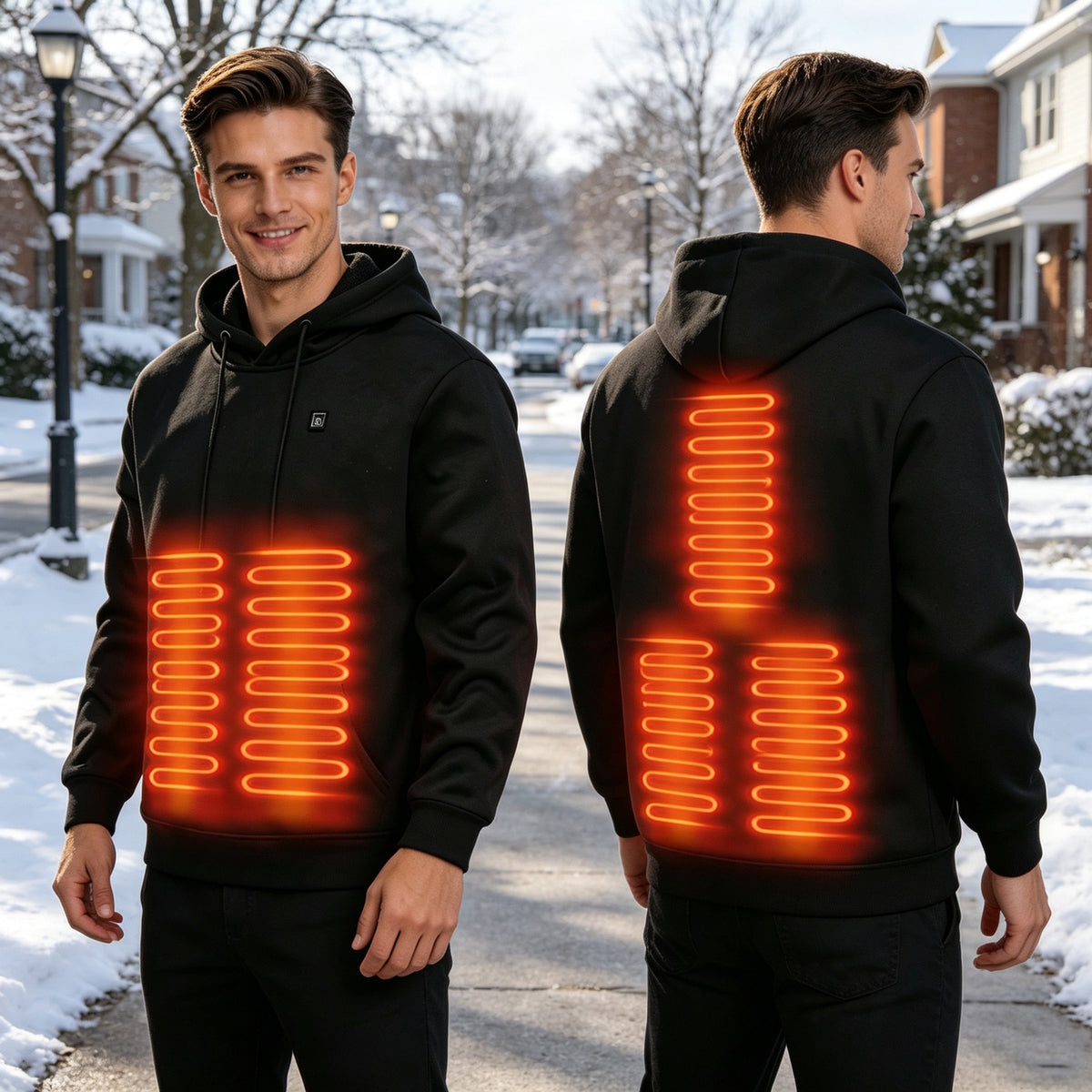 mens five area heated hoodie