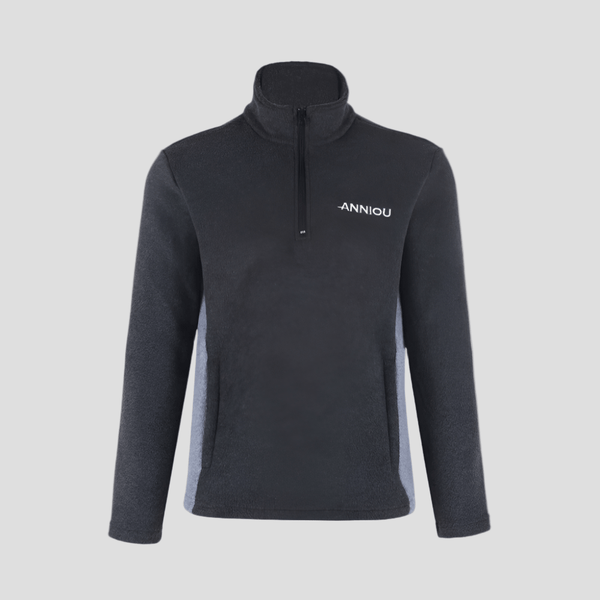 men's gray Polar Fleece Half Zip Pullover Sweatshirt
