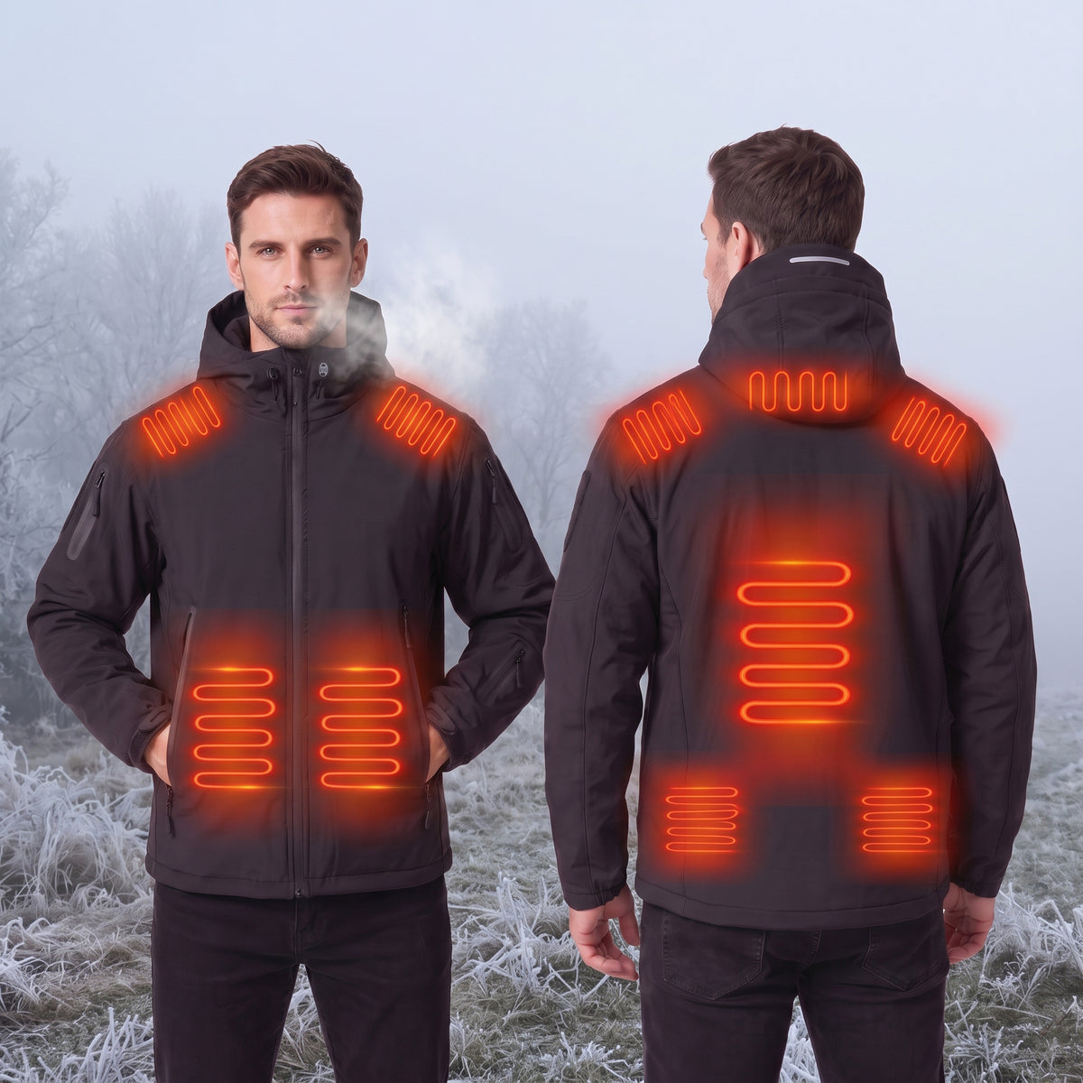 men’s heated hooded softshell jacket