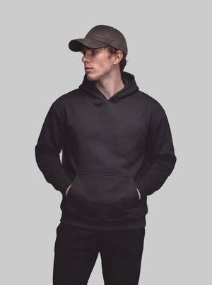 #Black men's hooded sweatshirt with Kangaroo Pocket