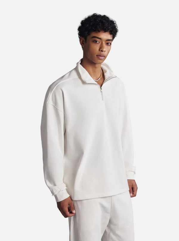 mens #ivory Quarter Zip Mock Neck Pullover