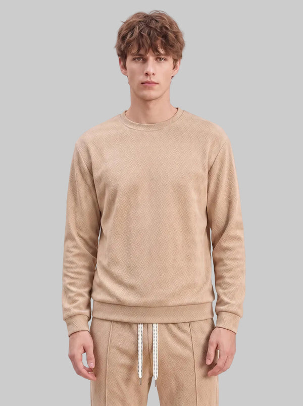 #khaki men's crew neck sweatshirt