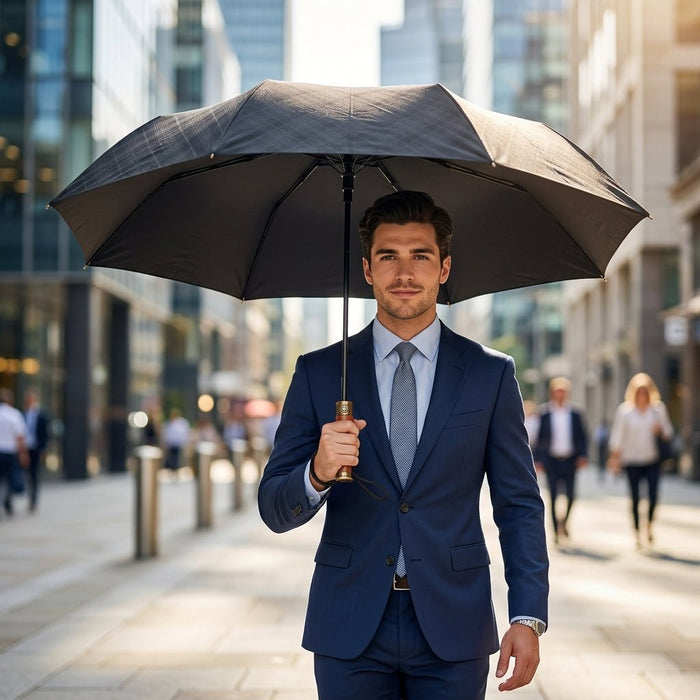 mens wooden handle business umbrella upf50