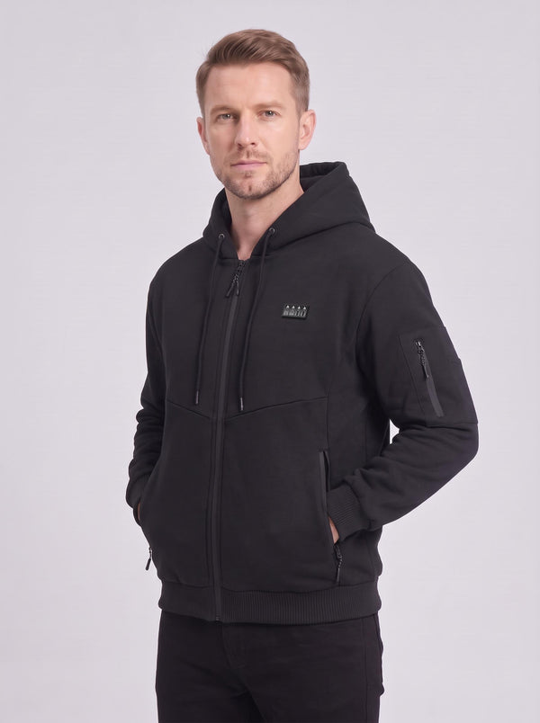 men winter #black heated hooded sweatshirt