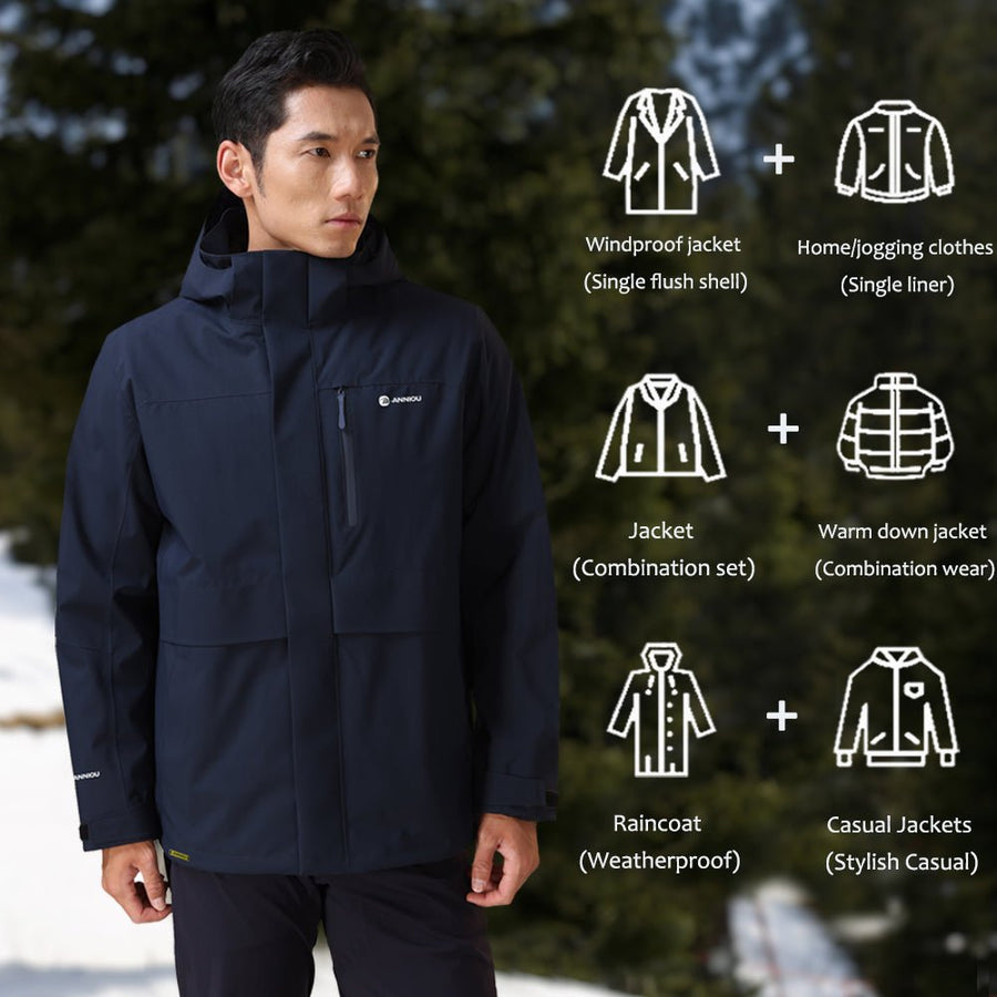 Men's 3 - in - 1 Removable Down Ski Coat - Sidiou Group