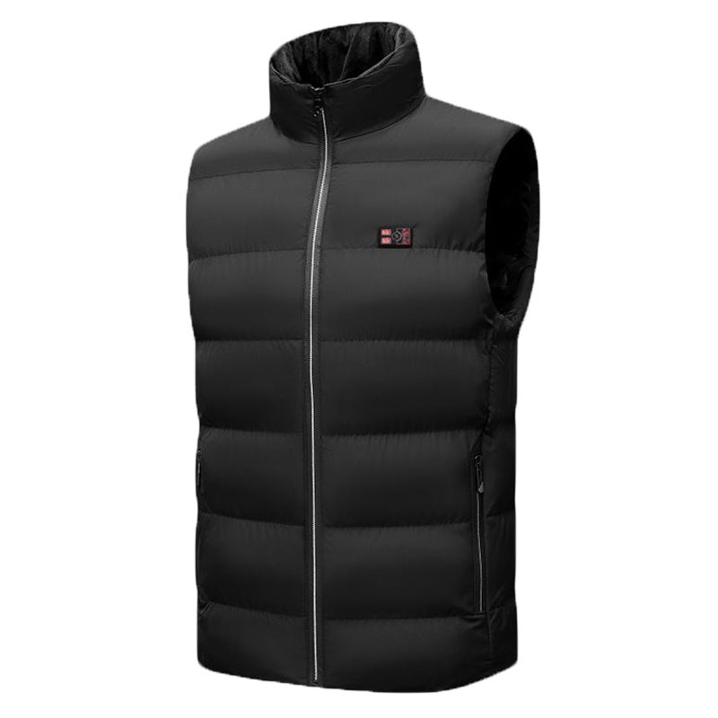 Men's black Zip Classic Heated Vest with stand collar