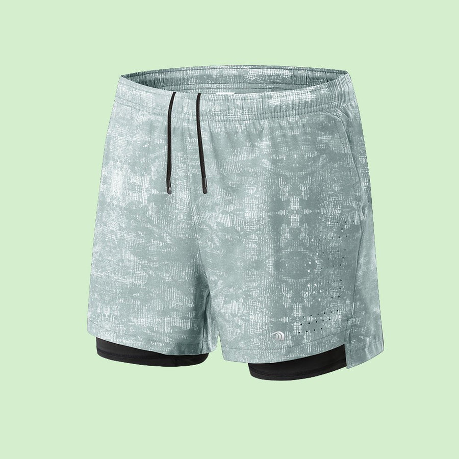 Men's Double Layer Printed Fitness Shorts - Sidiou Group