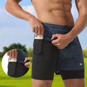 Men's Double Layer Printed Fitness Shorts - Sidiou Group