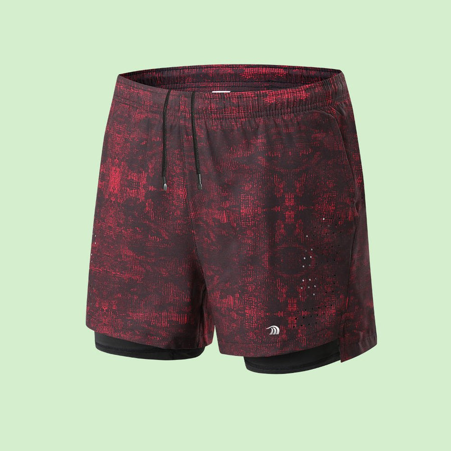 Men's Double Layer Printed Fitness Shorts - Sidiou Group