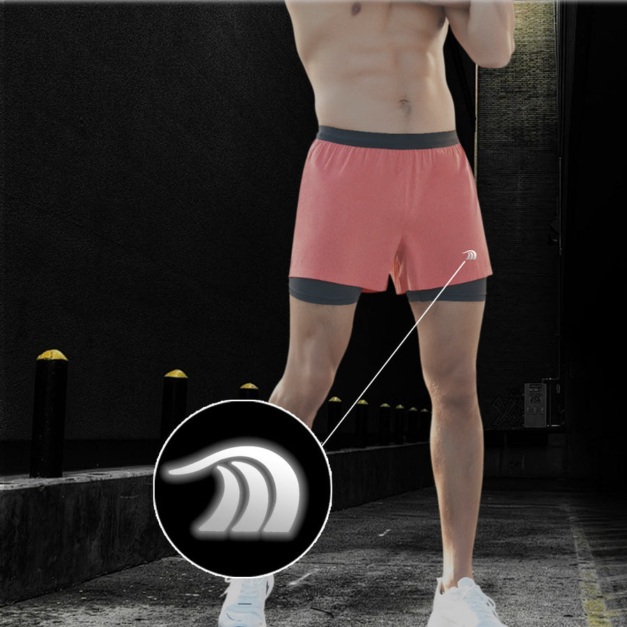 Men's Faux Two - piece Drawstring Quick - drying Sports Shorts - Sidiou Group