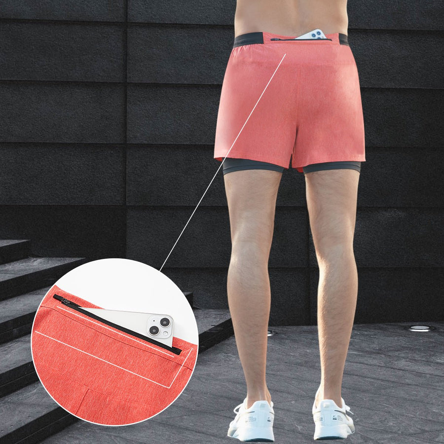 Men's Faux Two - piece Drawstring Quick - drying Sports Shorts - Sidiou Group