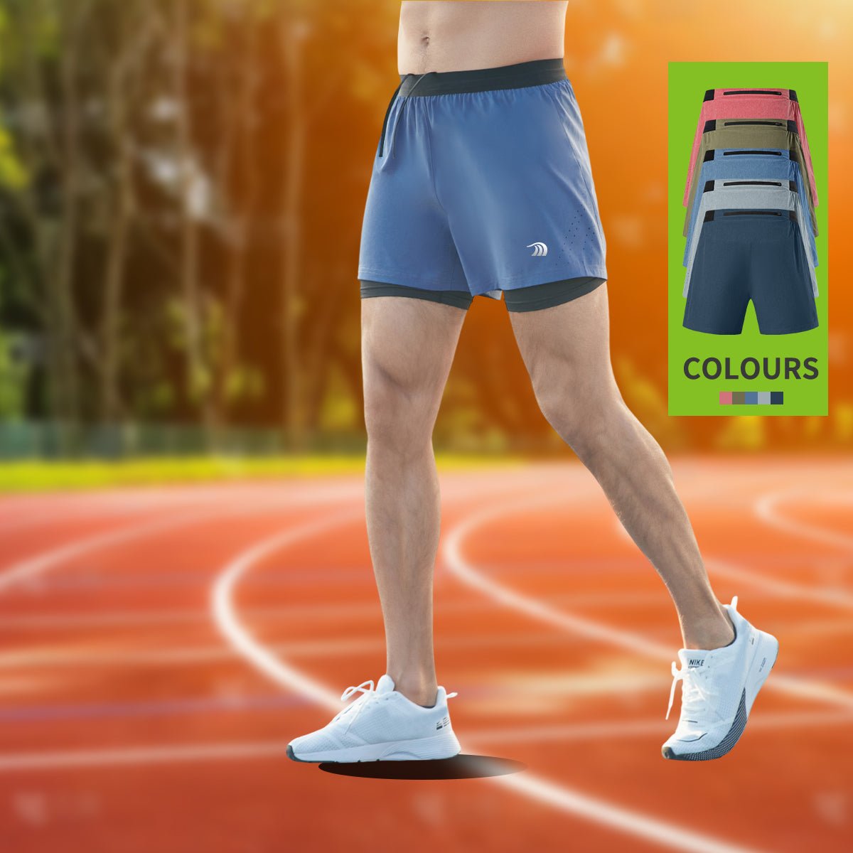 Men's Faux Two - piece Drawstring Quick - drying Sports Shorts - Sidiou Group