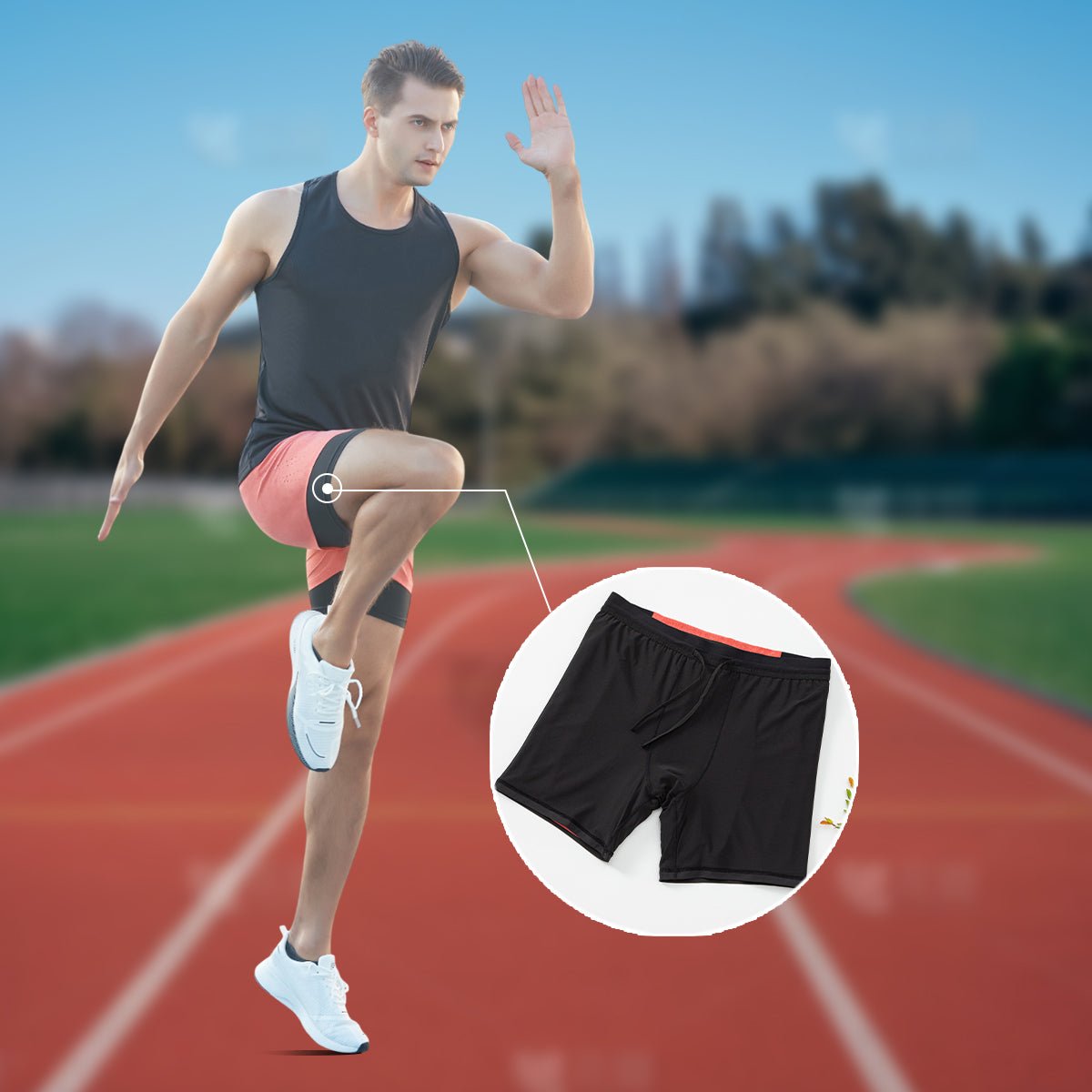 Men's Faux Two - piece Drawstring Quick - drying Sports Shorts - Sidiou Group